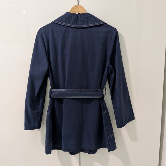 60s/70s Contrast Stitch Belted Car Coat - Picture 8 of 12